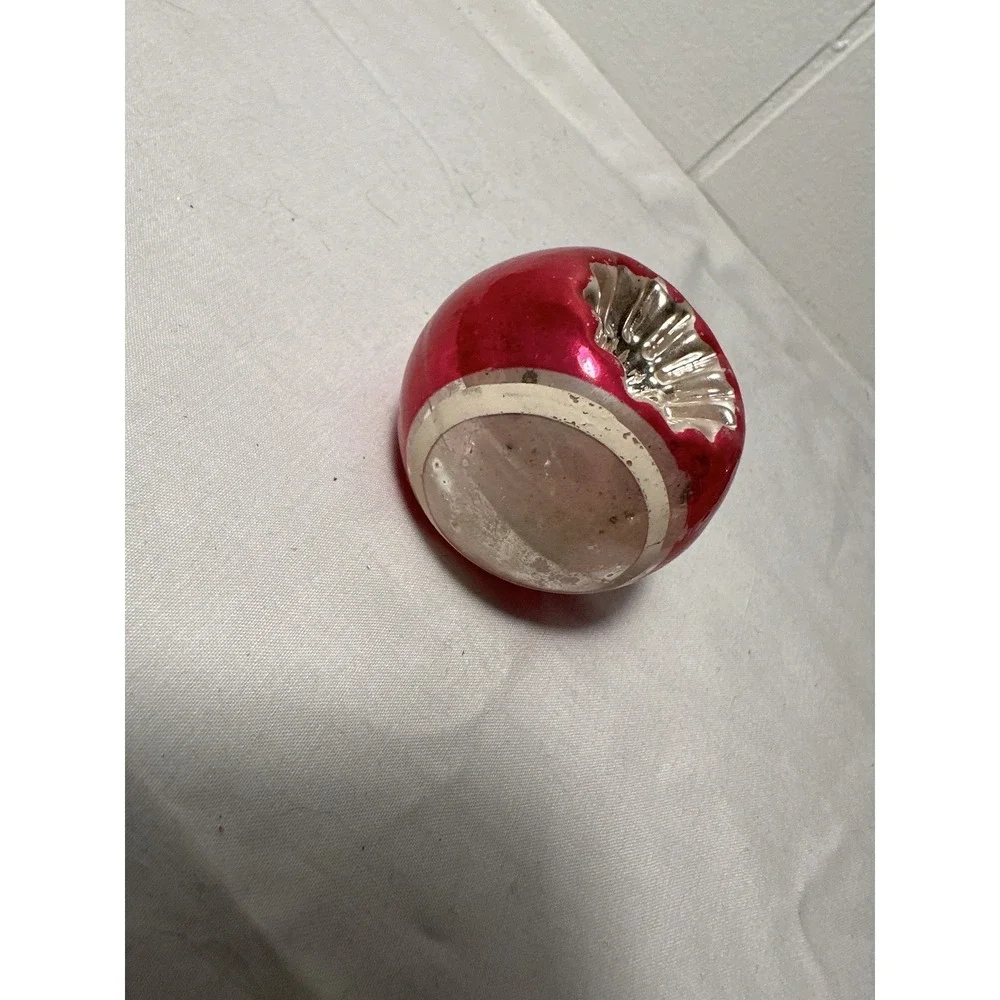 Vintage Christmas Ornament - Double Indent Style‎ Pink & Silver 1950s